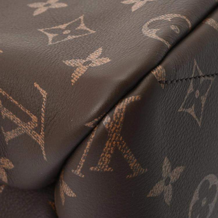 Pre Owned Louis Vuitton Monogram Shopper Tote MM Brown Calf Leather Bag