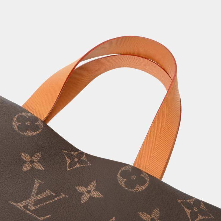 Pre Owned Louis Vuitton Monogram Shopper Tote MM Brown Calf Leather Bag