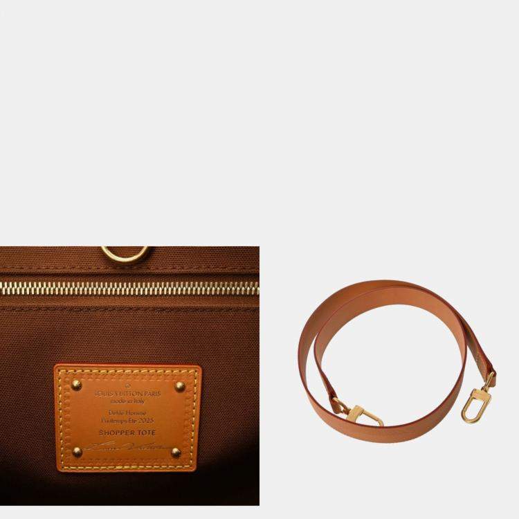 Pre Owned Louis Vuitton Monogram Shopper Tote MM Brown Calf Leather Bag