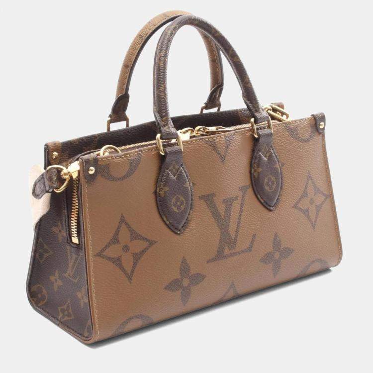 Pre Owned Louis Vuitton On The Go New Monogram Giant Reverse Handbag Coated Canvas Brown