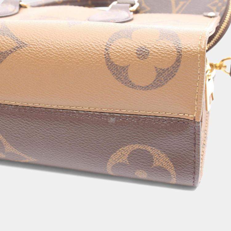 Pre Owned Louis Vuitton On The Go New Monogram Giant Reverse Handbag Coated Canvas Brown