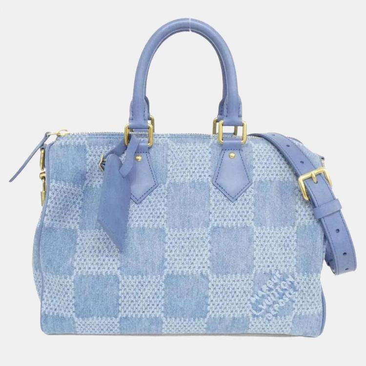 Pre Owned Louis Vuitton Damier Denim 3D Speedy Bandouliere 30Cm Handbag