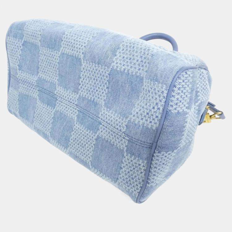 Pre Owned Louis Vuitton Damier Denim 3D Speedy Bandouliere 30Cm Handbag
