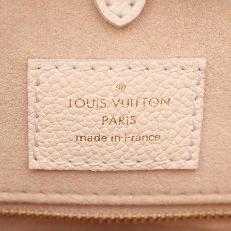 Pre Owned Louis Vuitton On The Go Mm Tote Bag Monogram Empreinte Leather Khaki And Ivory