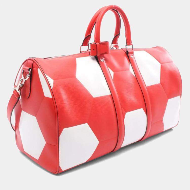 Pre Owned Louis Vuitton Keepall Bandouliere 50 Epi Leather Boston Bag Red White