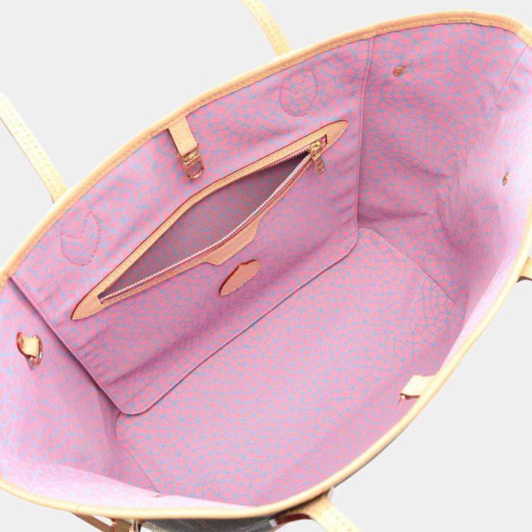 Pre Owned Louis Vuitton Lv X Yk Neverfull Mm Tote Bag Coated Canvas And Leather Monogram Pumpkin Dot Pattern Brown