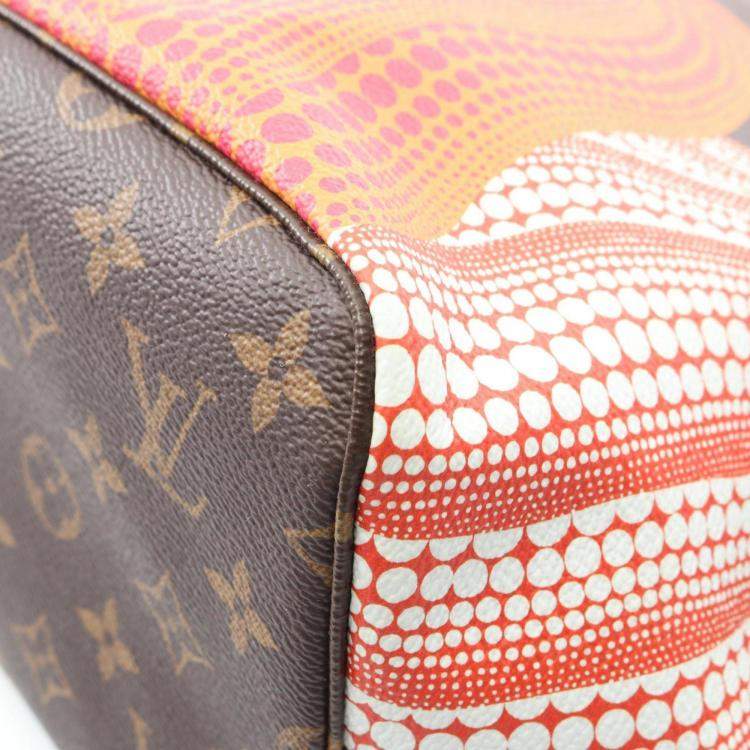 Pre Owned Louis Vuitton Lv X Yk Neverfull Mm Tote Bag Coated Canvas And Leather Monogram Pumpkin Dot Pattern Brown