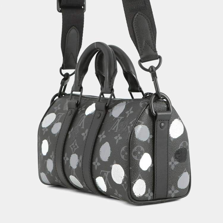 Pre Owned Louis Vuitton Monogram Eclipse Handbag LV×YK Keepall Bandouliere Bag Black