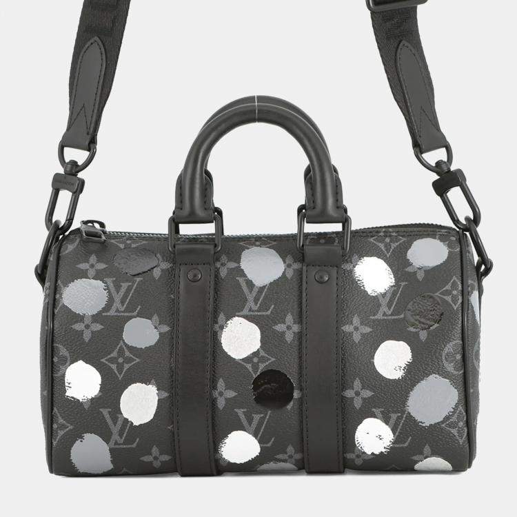 Pre Owned Louis Vuitton Monogram Eclipse Handbag LV×YK Keepall Bandouliere Bag Black