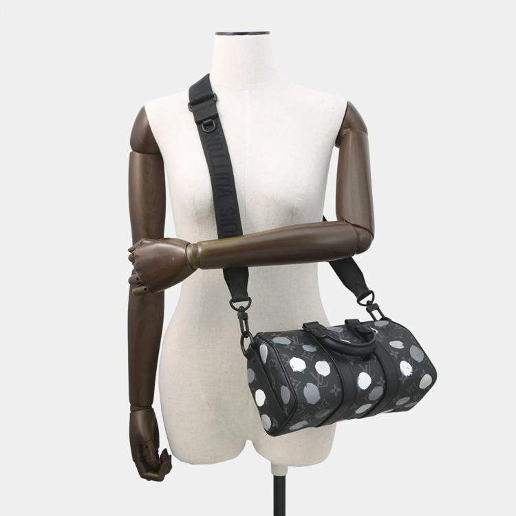 Pre Owned Louis Vuitton Monogram Eclipse Handbag LV×YK Keepall Bandouliere Bag Black