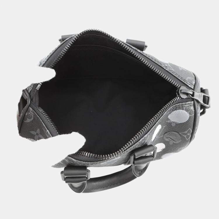 Pre Owned Louis Vuitton Monogram Eclipse Handbag LV×YK Keepall Bandouliere Bag Black