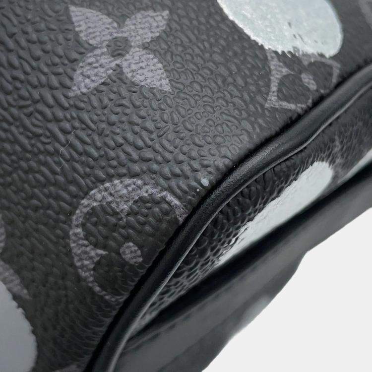 Pre Owned Louis Vuitton Monogram Eclipse Handbag LV×YK Keepall Bandouliere Bag Black