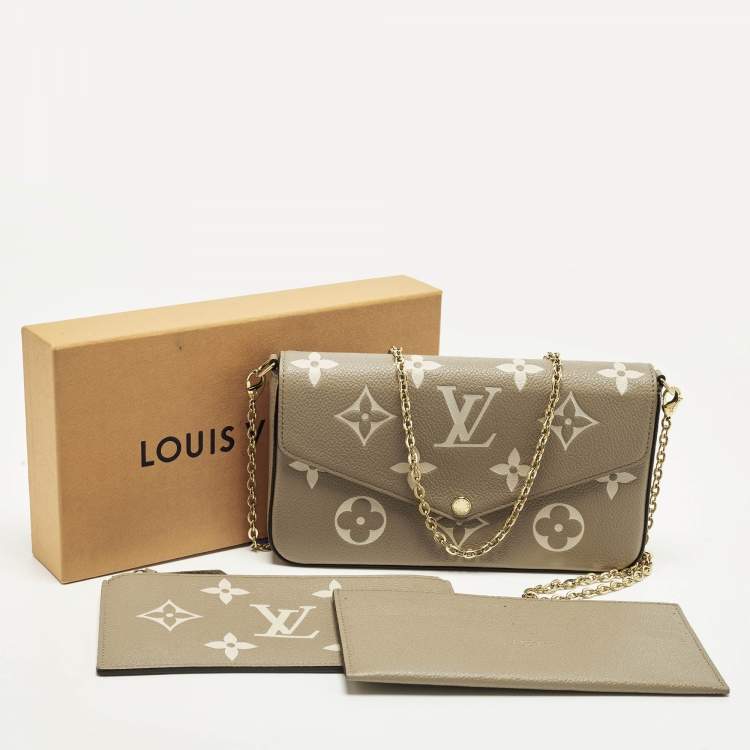 Pre Owned Louis Vuitton Felicie Tourterelle /Crème Damier Ebene Canvas Pochette Bag