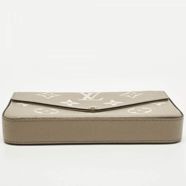 Pre Owned Louis Vuitton Felicie Tourterelle /Crème Damier Ebene Canvas Pochette Bag