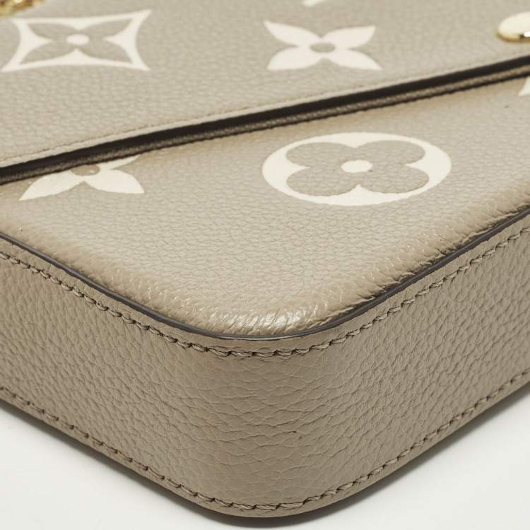 Pre Owned Louis Vuitton Felicie Tourterelle /Crème Damier Ebene Canvas Pochette Bag