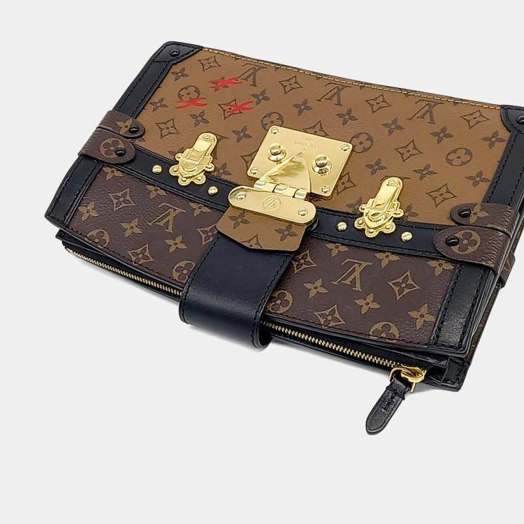 Pre Owned Louis Vuitton Brown Coated Canvas Trunk Clutch