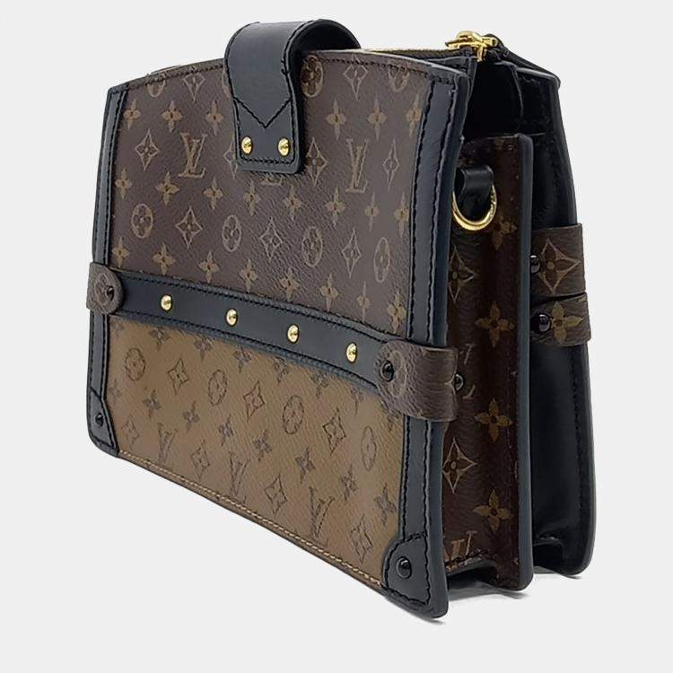 Pre Owned Louis Vuitton Brown Coated Canvas Trunk Clutch