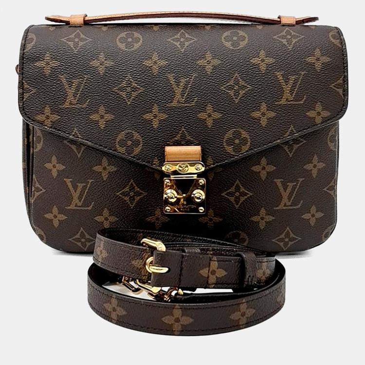 Pre Owned Louis Vuitton Brown Coated Canvas Monogram Pochette Metis