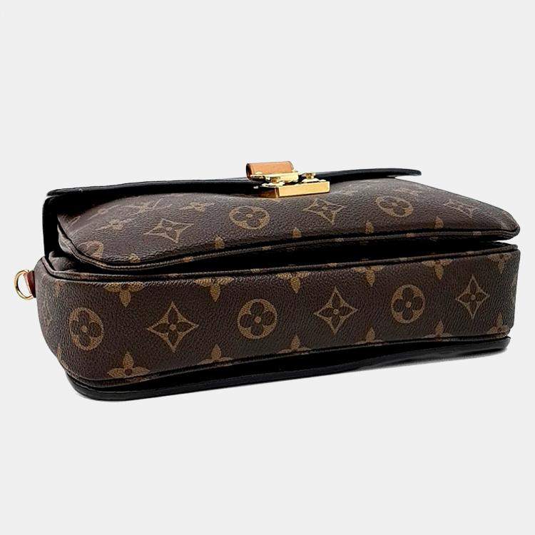 Pre Owned Louis Vuitton Brown Coated Canvas Monogram Pochette Metis
