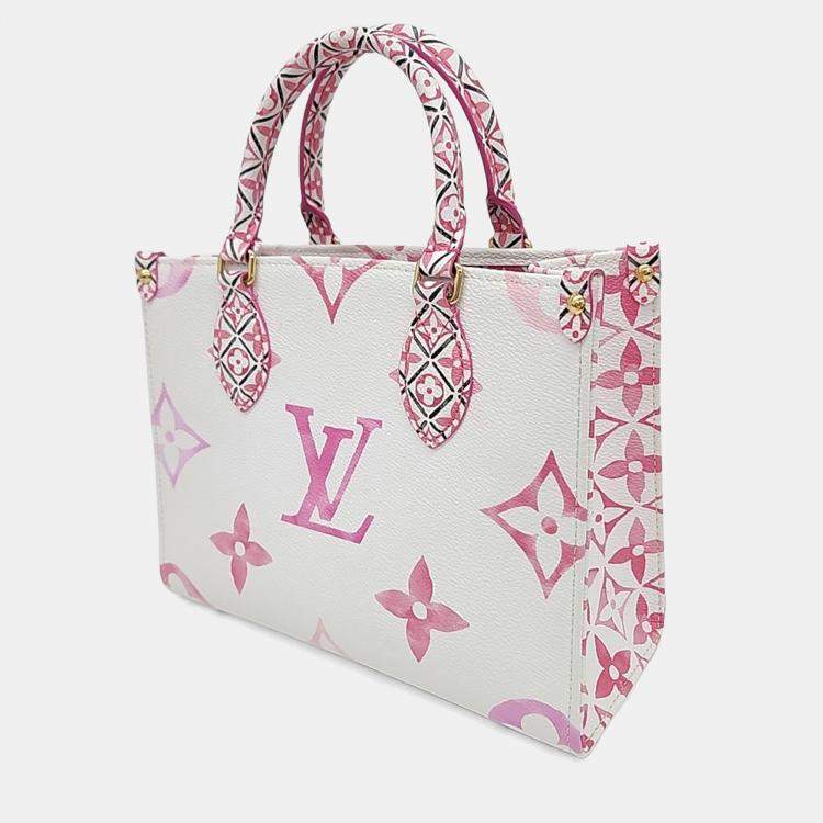 Pre Owned Louis Vuitton Pink White PVC On the Go PM