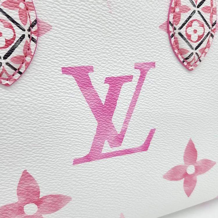 Pre Owned Louis Vuitton Pink White PVC On the Go PM