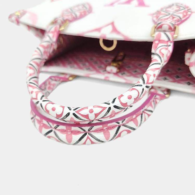 Pre Owned Louis Vuitton Pink White PVC On the Go PM
