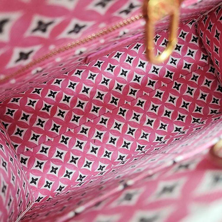 Pre Owned Louis Vuitton Pink White PVC On the Go PM