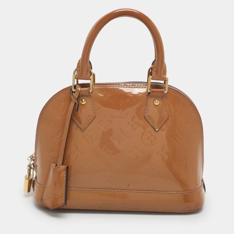 Pre Owned Louis Vuitton Alma BB Noisette Monogram Vernis Bag