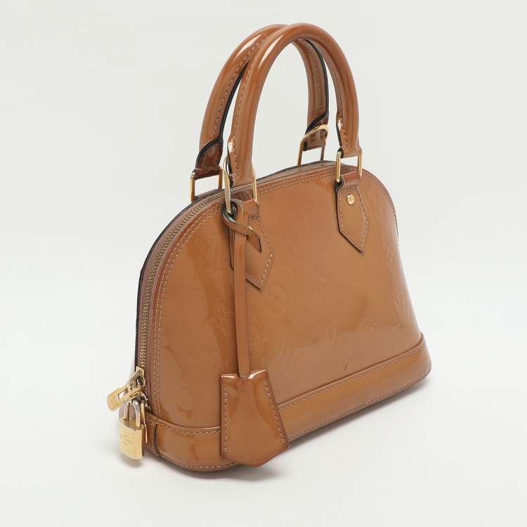 Pre Owned Louis Vuitton Alma BB Noisette Monogram Vernis Bag