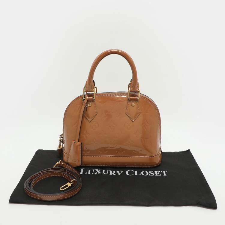 Pre Owned Louis Vuitton Alma BB Noisette Monogram Vernis Bag