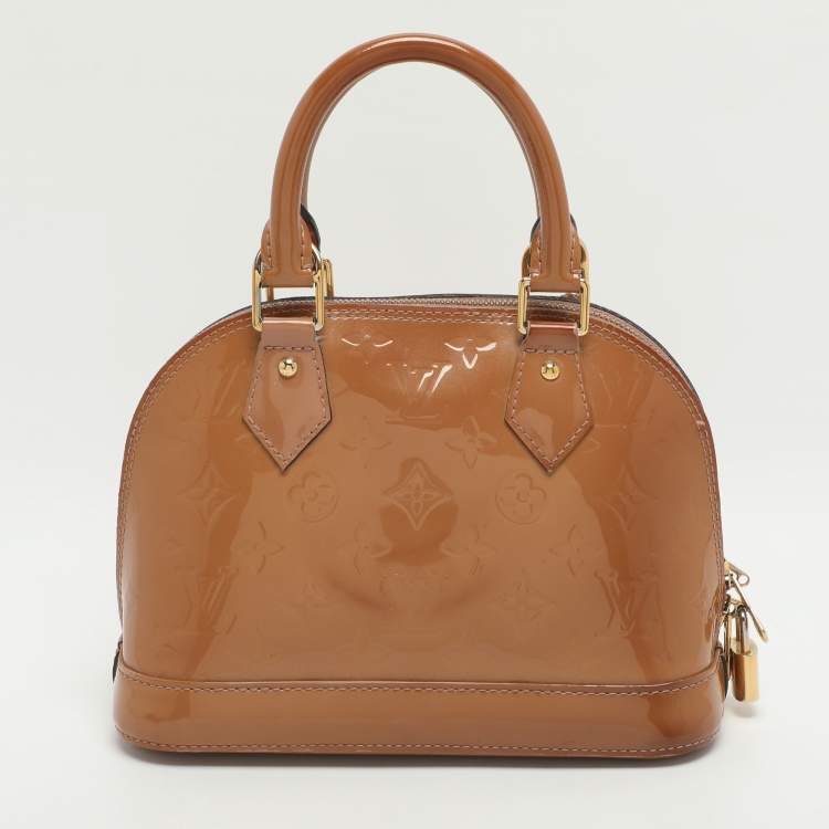 Pre Owned Louis Vuitton Alma BB Noisette Monogram Vernis Bag