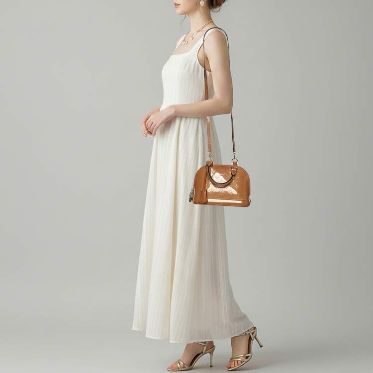 Pre Owned Louis Vuitton Alma BB Noisette Monogram Vernis Bag