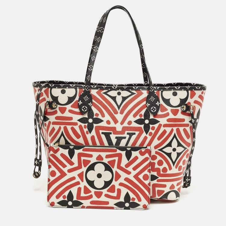 Pre Owned Louis Vuitton Limited Edition Crafty Neverfull MM Black/Red Giant Monogram Canvas Bag