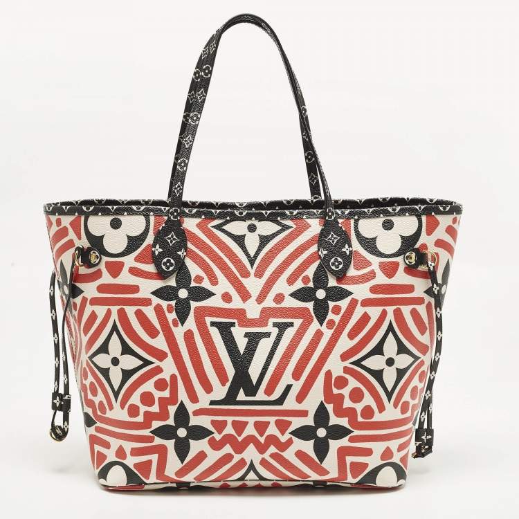 Pre Owned Louis Vuitton Limited Edition Crafty Neverfull MM Black/Red Giant Monogram Canvas Bag