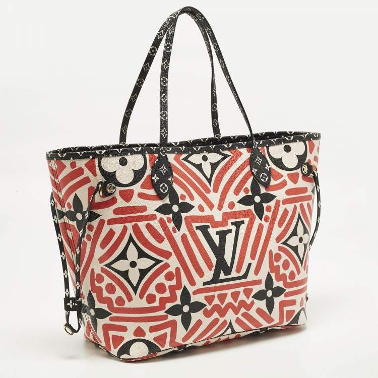 Pre Owned Louis Vuitton Limited Edition Crafty Neverfull MM Black/Red Giant Monogram Canvas Bag