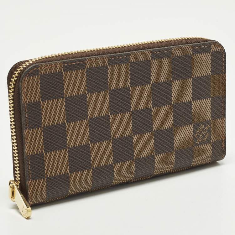 Pre Owned Louis Vuitton Zippy Damier Ebene Canvas Compact Wallet