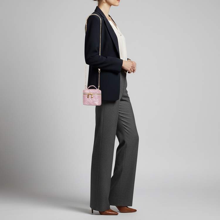 Pre Owned Louis Vuitton Vanity Micro Wisteria Pink Empreinte Monogram Bag