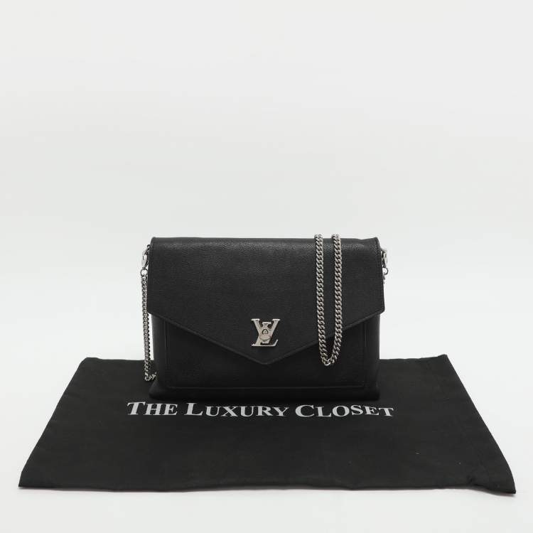 Pre Owned Louis Vuitton Mylockme Black Leather Chain Pochette