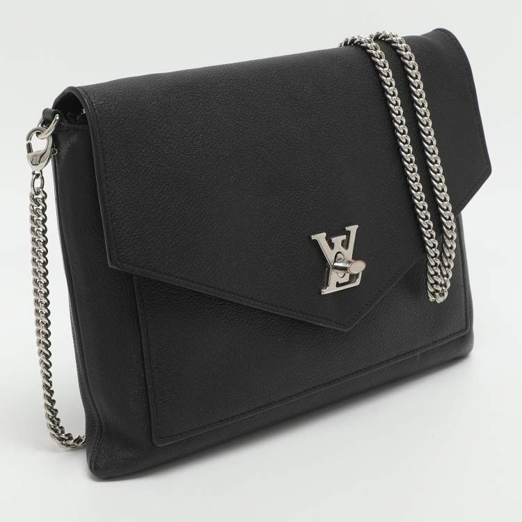 Pre Owned Louis Vuitton Mylockme Black Leather Chain Pochette