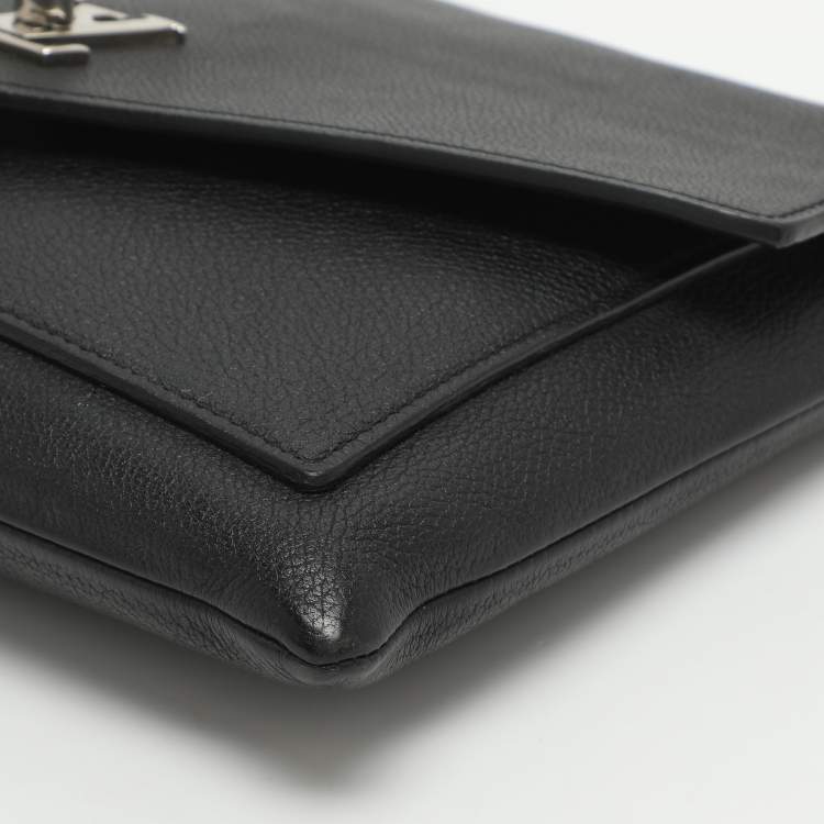 Pre Owned Louis Vuitton Mylockme Black Leather Chain Pochette