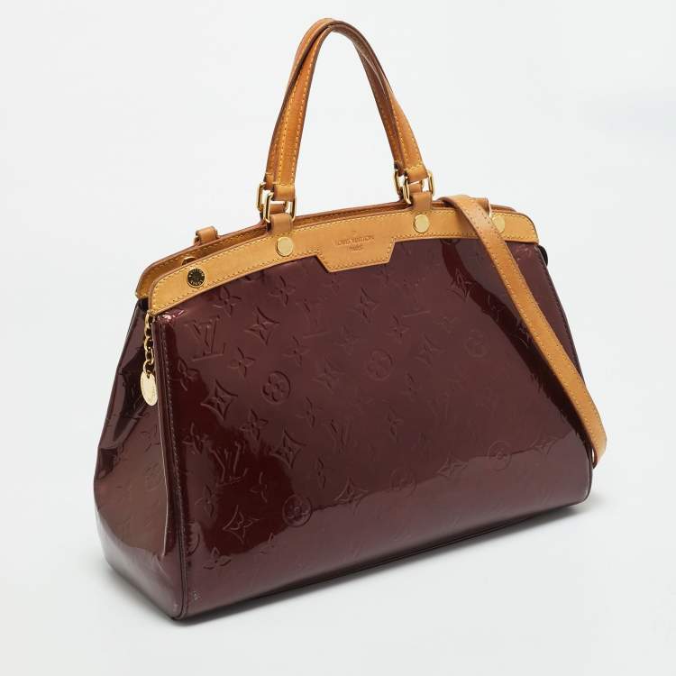 Pre Owned Louis Vuitton Brea MM Rouge Fauviste Monogram Vernis Bag