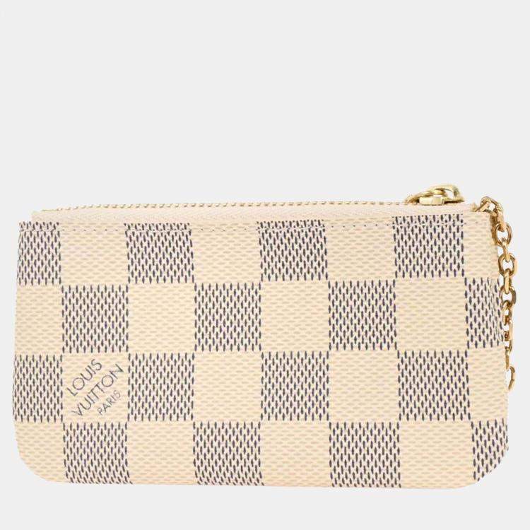 Pre Owned Louis Vuitton White Damier Azur Pochette Cles Coin Case