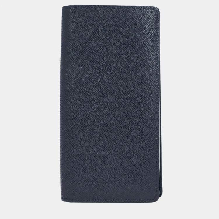 Pre Owned Louis Vuitton Navy Taiga Portefeuille Brazza Wallet