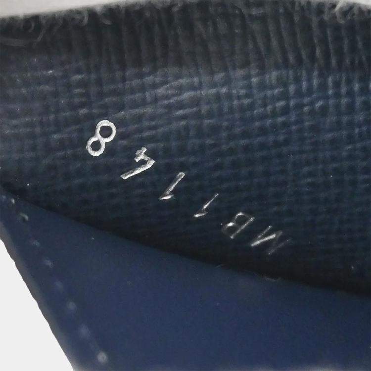 Pre Owned Louis Vuitton Navy Taiga Portefeuille Brazza Wallet