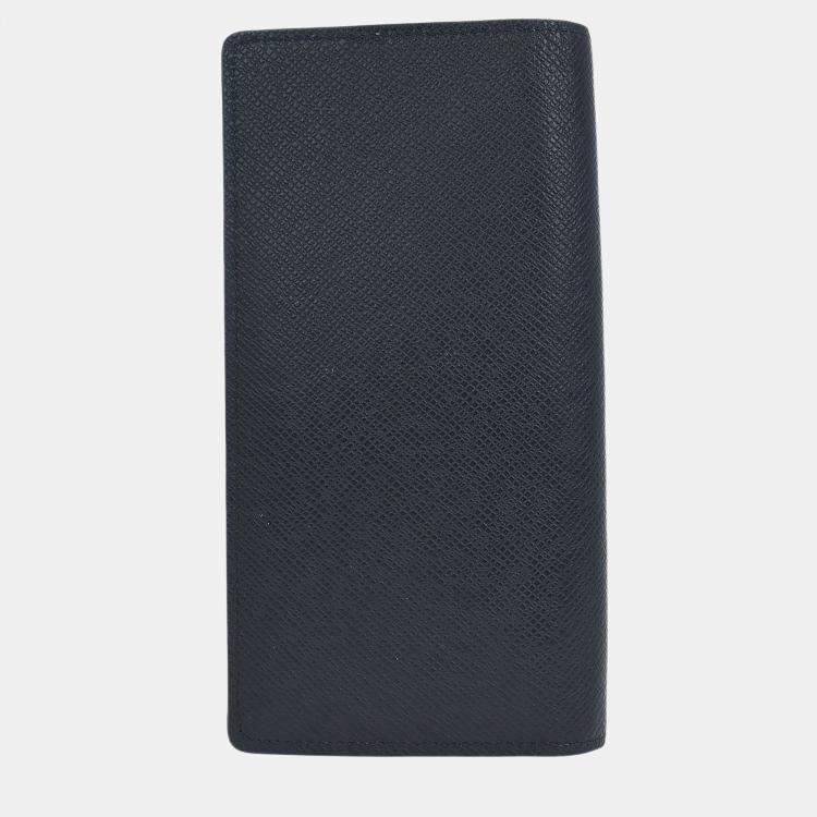 Pre Owned Louis Vuitton Navy Taiga Portefeuille Brazza Wallet