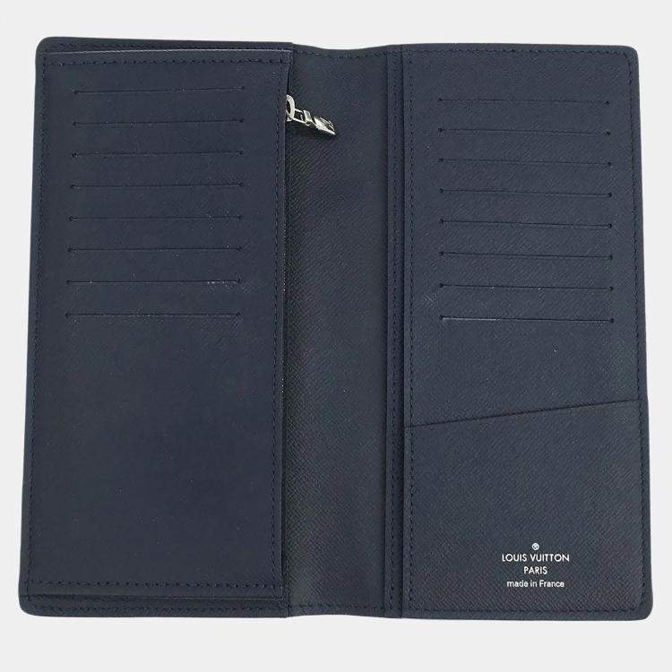 Pre Owned Louis Vuitton Navy Taiga Portefeuille Brazza Wallet