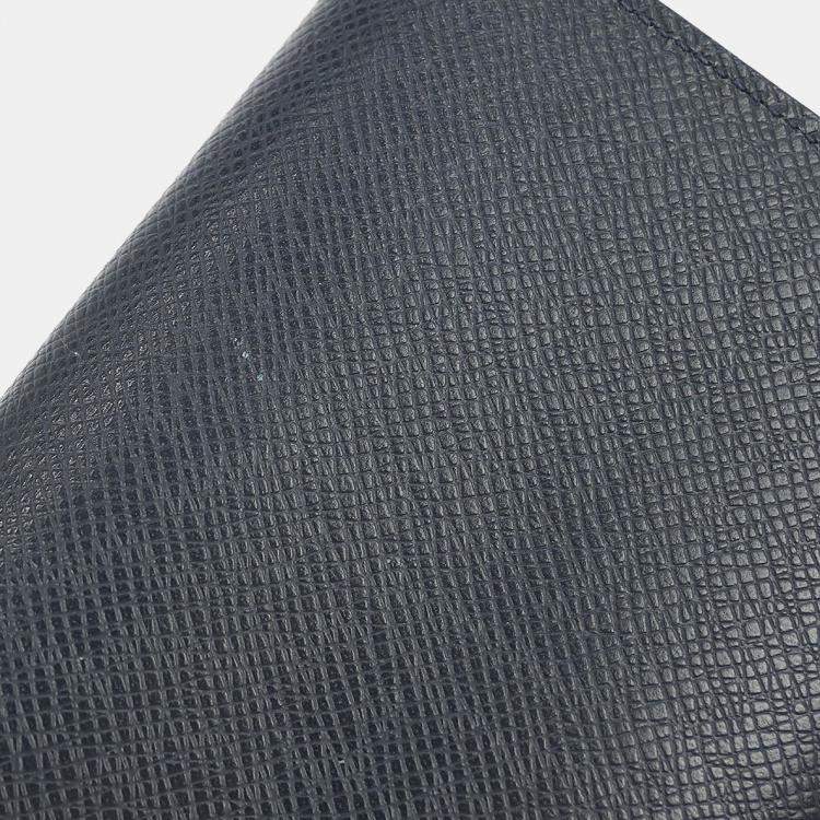 Pre Owned Louis Vuitton Navy Taiga Portefeuille Brazza Wallet
