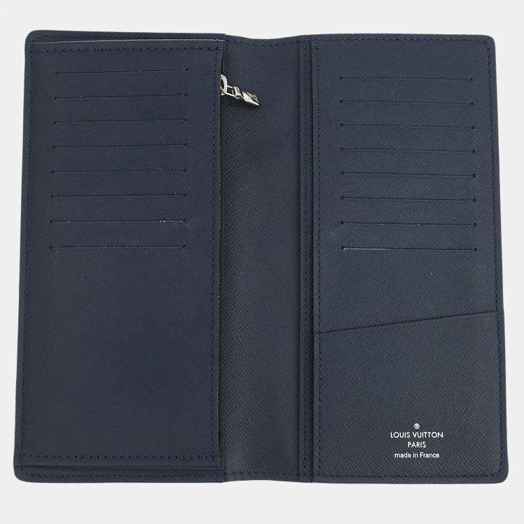 Pre Owned Louis Vuitton Navy Taiga Portefeuille Brazza Wallet