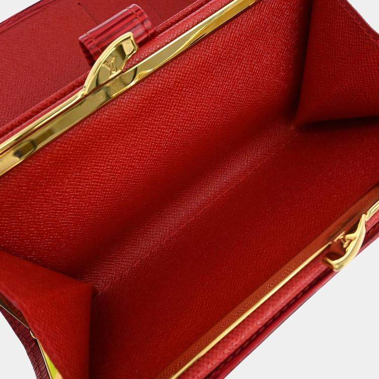 Pre Owned Louis Vuitton Red Epi Continental Viennois Long Wallet