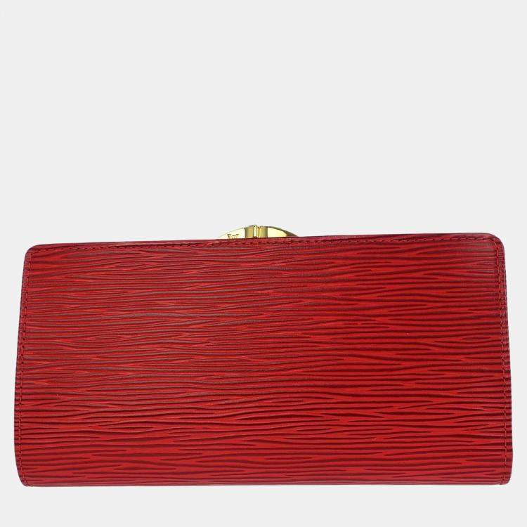 Pre Owned Louis Vuitton Red Epi Continental Viennois Long Wallet